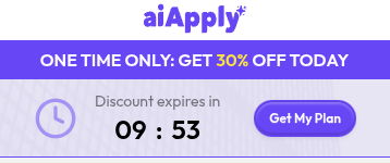 AIApply "30% off, expires in ten minutes" countdown banner